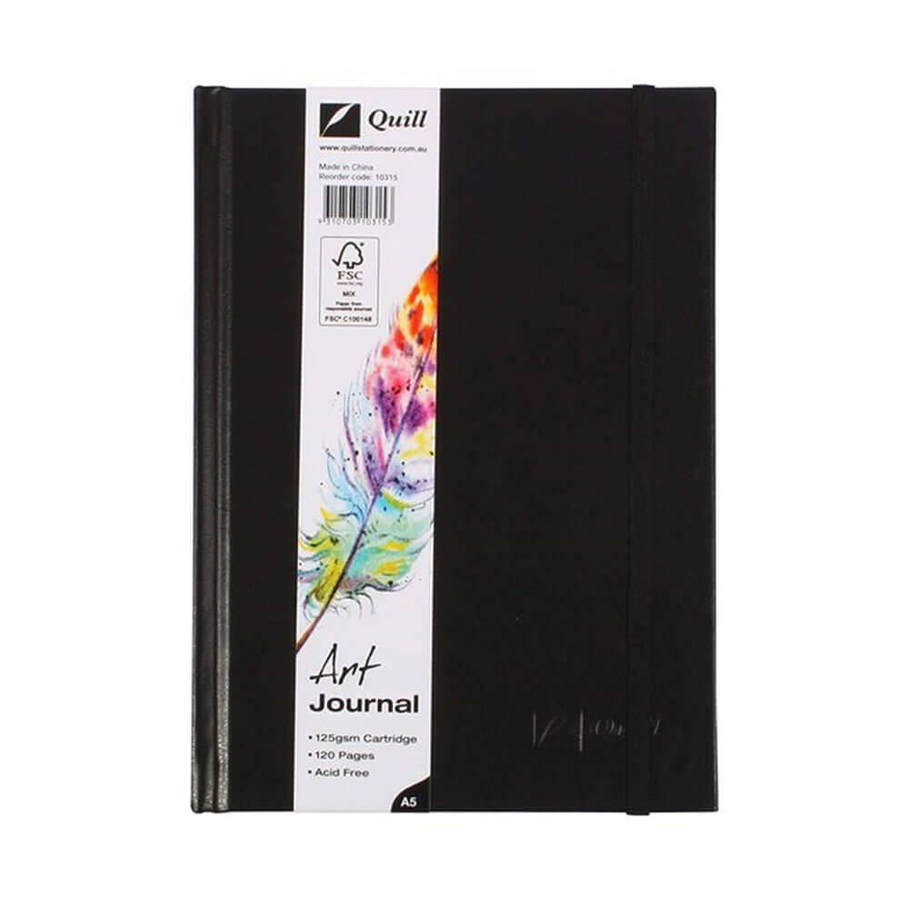 Quill Cover Hard Cover Elastic Closure Art Journal 60 foglie