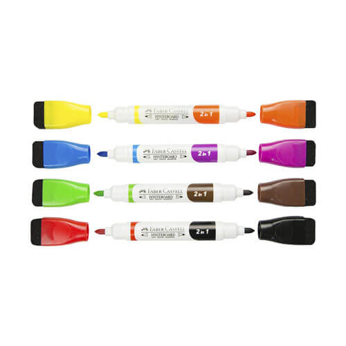 Faber-Castell Whiteboard Markers with Magnetic Eraser Caps