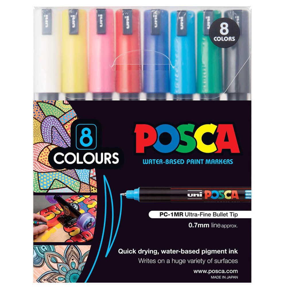 UNI Posca Extra Fine Tip Faint Marker (8pk)