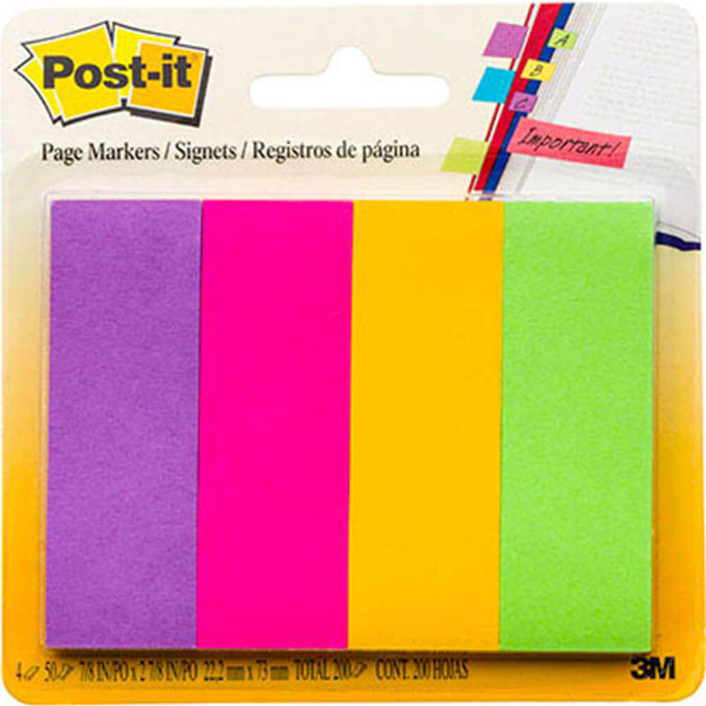 Post-it-Seitenmarkierungen 200 Blätter 22x73mm (4 Farben)