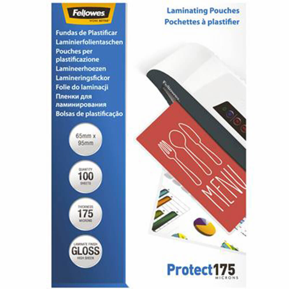 Bolsas de laminação com Fellowes 175 Micron (100pk)