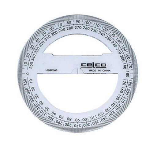 Celco 360 Degree Full Circle Protractor 10cm (Clear)