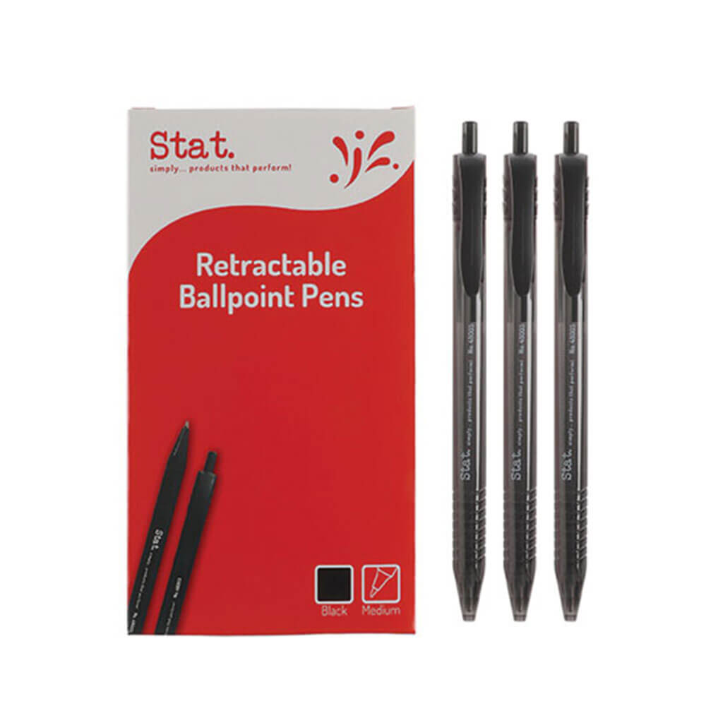 Pen de bolín medio retráctil de estadística 1 mm (caja de 12)